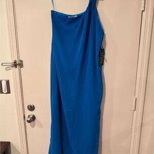 Elegant Blue Tuckernuck One-Shoulder Dress NWT